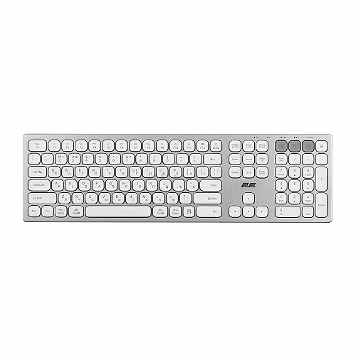 Клавіатура ножнична 2E KS270 109key, WL/BT, EN/UK, сріблясто-білий