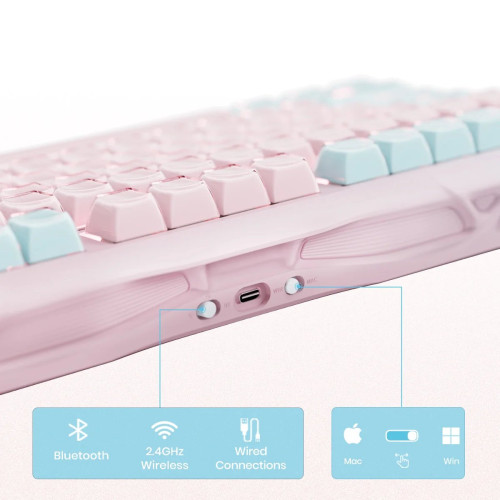 Клавіатура механічна GravaStar Mercury K1 Lite 80keys, GravaStar x BSUN Grey, BT/WL/USB, Lumen Rose