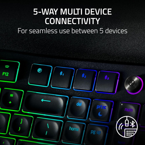 Клавіатура мембранна Razer Pro Type Ergo, 118key, USB-A/WL/BT, EN, RGB, чорний