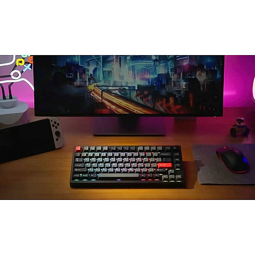 Клавиатура механическая Lemokey P1 Pro 84Key, Keychron Super Brown, WL/BT/USB-A, QMK/VIA, Hot-Swap, EN/UKR, RGB, Knob, Carbon Black