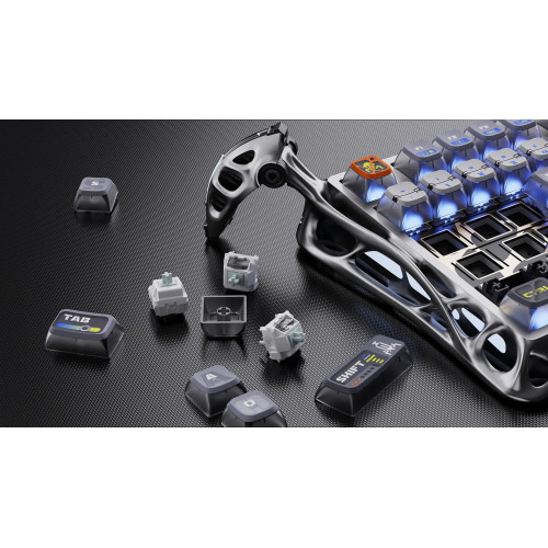 Клавіатура механічна GravaStar Mercury K1 Pro 80keys, GravaStar x Kailh Speedy Mint, BT/WL/USB, RGB, Interstellar Silver