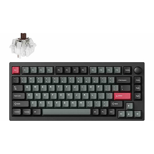 Клавиатура механическая Lemokey P1 Pro 84Key, Keychron Super Brown, WL/BT/USB-A, QMK/VIA, Hot-Swap, EN/UKR, RGB, Knob, Carbon Black
