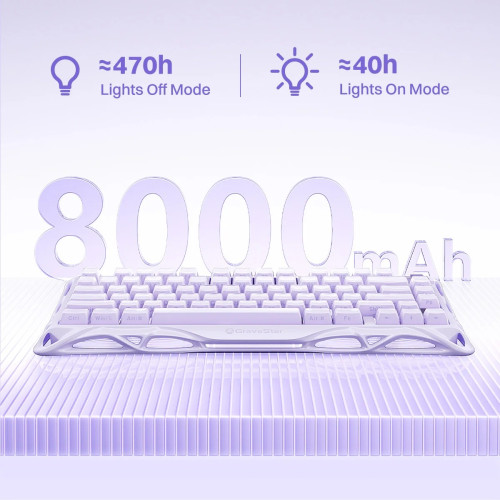 Клавіатура механічна GravaStar Mercury K1 80keys, GravaStar x Kailh Cheery Pink, EN, BT/WL/USB, Lavender Purple
