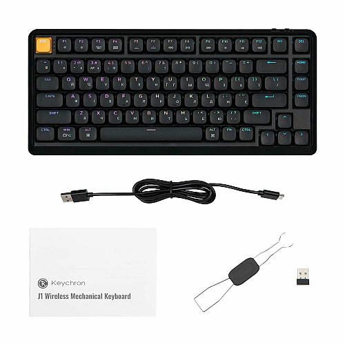Клавиатура механическая Keychron J1 82Key, K pro Brown, WL/BT/USB-A, QMK, Hot-swap, EN/UKR, RGB, черный