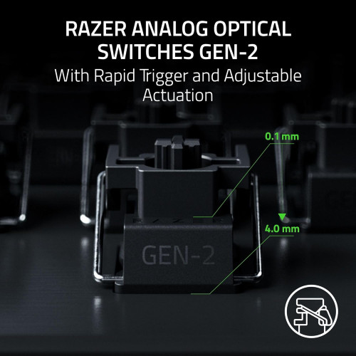 Клавіатура механічна Razer Huntsman V3 Pro TKL 8KHz, 84key, Analog Optical Switch Gen-2, USB-A, EN, RGB, чорний