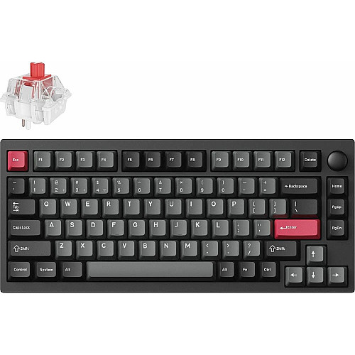 Клавиатура механическая Lemokey P1 Pro 84Key, Keychron Super Red, WL/BT/USB-A, QMK/VIA, Hot-Swap, EN/UKR, RGB, Knob, Carbon Black