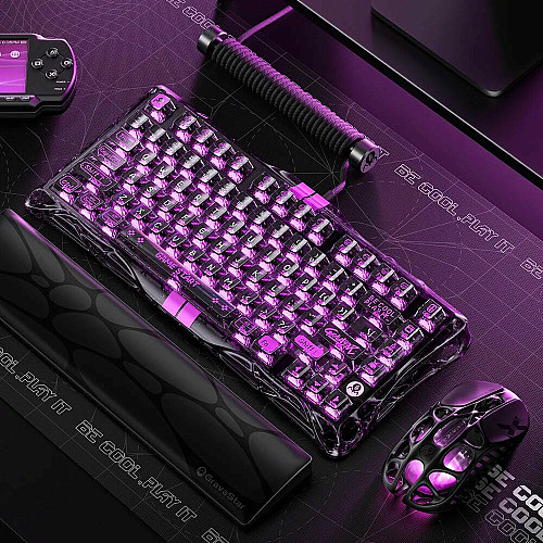 Клавиатура механическая GravaStar Mercury V75 Lite 80keys, Magnetic Blackcore, USB-A, RGB, Transparent Black