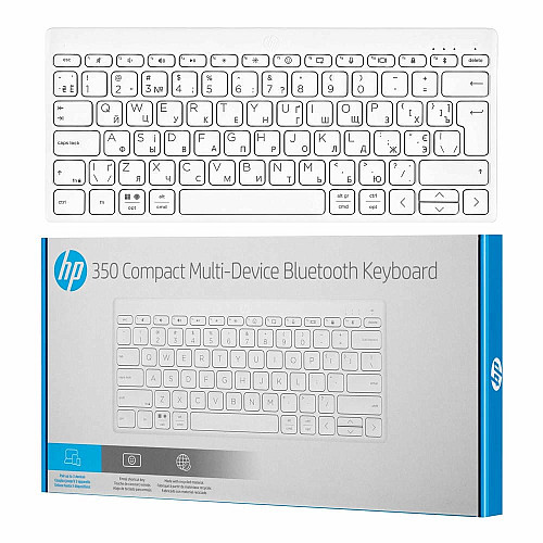 Клавиатура мембранная HP 350 Compact Multi-Device, 78key, BT, EN/UK, белый