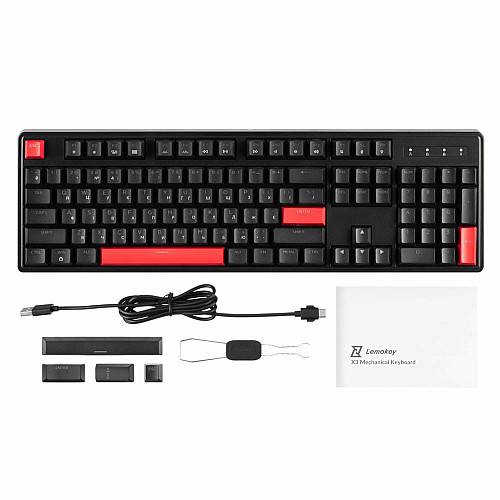 Клавиатура механическая Lemokey X3 104Key, Keychron Brown, USB-A, QMK/VIA, Hot-Swap, EN/UKR, RGB, черный