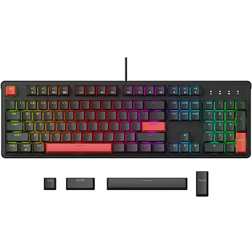 Клавиатура механическая Lemokey X3 104Key, Keychron Red, USB-A, QMK/VIA, Hot-Swap, EN/UKR, RGB, черный