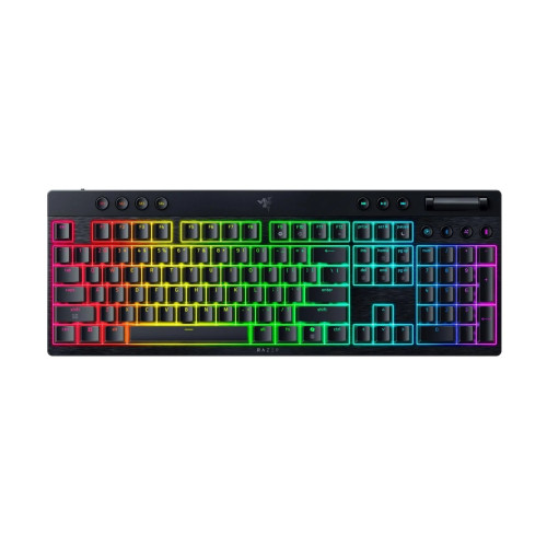 Клавіатура механічна Razer BlackWidow V4 Low-profile HyperSpeed, 104key, Green Switch, USB-A/WL/BT, EN, RGB, чорний