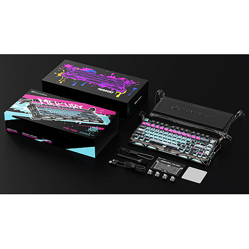 Клавіатура механічна GravaStar Mercury V75 Pro 80keys, Magnetic Jade Gaming, 8K, USB-A, RGB, Cyberpunk