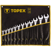Ключі гайкові TOPEX, комбіновані, 13-32мм, CrV, чохол-скручування, набір 12шт