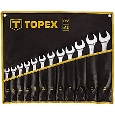 Ключи гаечные TOPEX, комбинированные, 13-32мм, CrV, чехол-скручивание, набор 12шт.