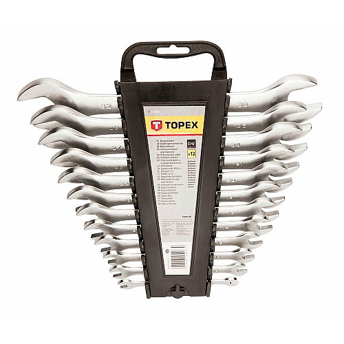 Ключи гаечные TOPEX, двусторонние, CrV, 6-32мм, набор 12шт