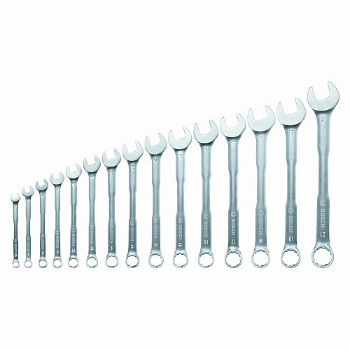 Ключи гаечные Bosch, комбинированные, 6-21мм, CrV, набор 15шт.