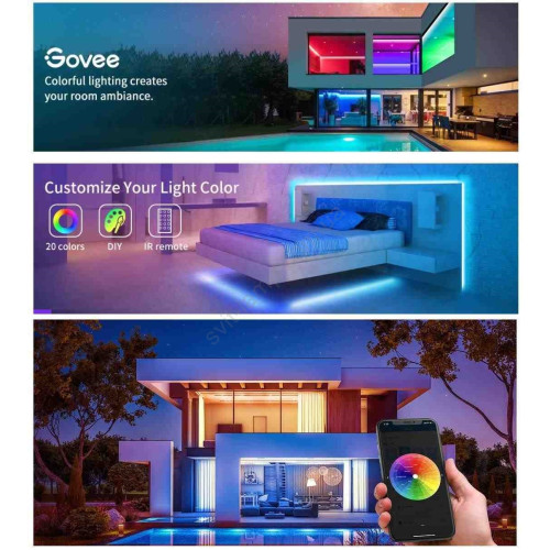 Стрічка світлодіодна розумна Govee H615A LED Strip Lights, 5м, RGB, WI-FI/Bluetooth, мікрофон, білий