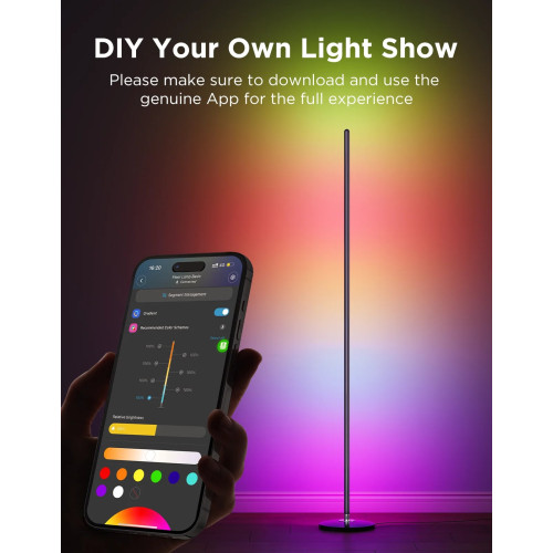 Торшер розумний Govee H8076 Govee Floor Lamp lite, 1000Lm, RGBWW+RGBIC+WW, WI-FI/Bluetooth, чорний