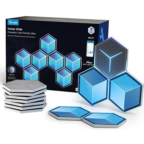 Набор настенных светильников Govee H606A Glide Hexagon Light, 7шт, RGBIC, WI-FI/Bluetooth, белый