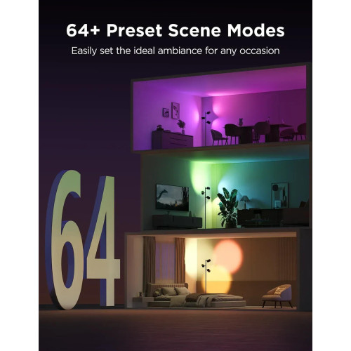 Торшер розумний Govee H60B2 Tree Floor Lamp, 1500Lm, RGBWWIC, WI-FI/Bluetooth, чорний