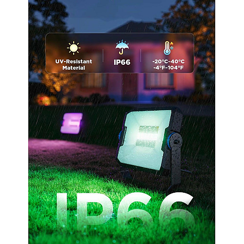 Набор настенных светильников Govee H8057 Outdoor FLood Lights, 4шт, RGBICWW, WI-FI/Bluetooth, черный