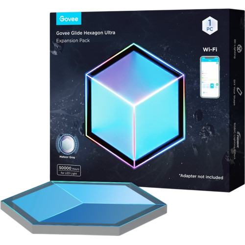 Настінний світильник Govee H106A Glide Hexagon Light Panels Ultra expansion pack, 1шт, RGBIC, WI-FI/Bluetooth, фіолетовий