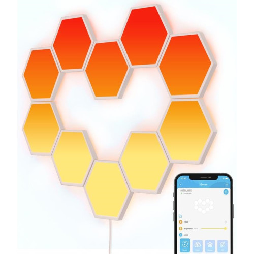 Набір настінних світильників Govee H6061 Glide Hexa Light Panels, 10шт, RGBIC, WI-FI/Bluetooth, білий