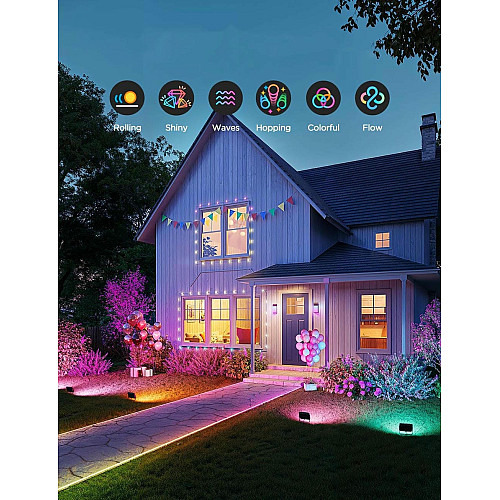 Набор настенных светильников Govee H8057 Outdoor FLood Lights, 4шт, RGBICWW, WI-FI/Bluetooth, черный