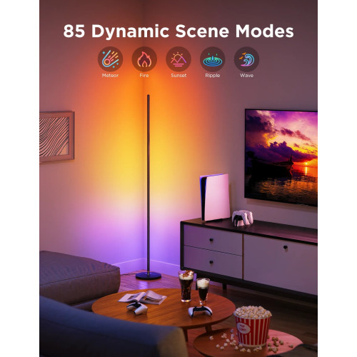 Торшер розумний Govee H8076 Govee Floor Lamp lite, 1000Lm, RGBWW+RGBIC+WW, WI-FI/Bluetooth, чорний