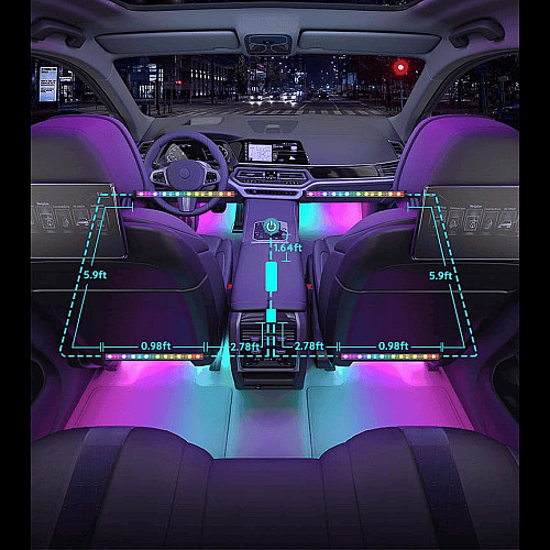 Набор разумной подсветки для автомобиля Govee H7090 Interior Car Lights, RGBIC, Bluetooth, черный