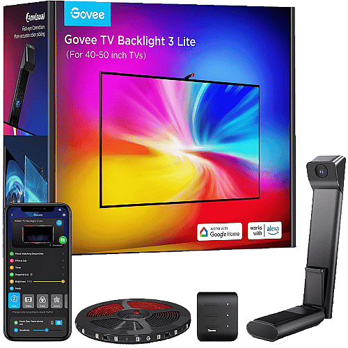 Набір адаптивного підсвічування Govee H6097 TV Backlight 3 Lite 40-50', RGBICW, WI-FI/Bluetooth, чорний