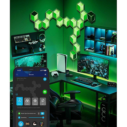 Набор настенных светильников Govee H606A Glide Hexagon Light, 7шт, RGBIC, WI-FI/Bluetooth, белый