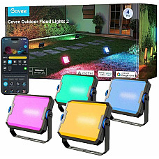 Набір настінних світильників Govee H8057 Outdoor FLood Lights, 4шт, RGBICWW, WI-FI/Bluetooth, чорний