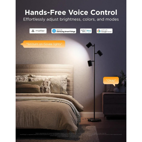 Торшер розумний Govee H60B2 Tree Floor Lamp, 1500Lm, RGBWWIC, WI-FI/Bluetooth, чорний