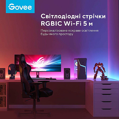 Лента светодиодная умная Govee H618C LED Strip Ligh, 10м, RGBIC, WI-FI/Bluetooth, белый