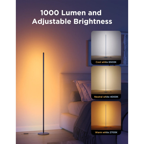 Торшер розумний Govee H8076 Govee Floor Lamp lite, 1000Lm, RGBWW+RGBIC+WW, WI-FI/Bluetooth, чорний