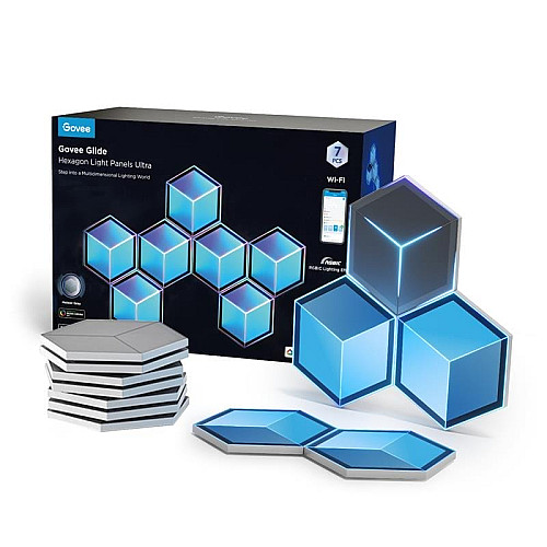 Набор настенных светильников Govee H606A Glide Hexagon Light, 7шт, RGBIC, WI-FI/Bluetooth, белый
