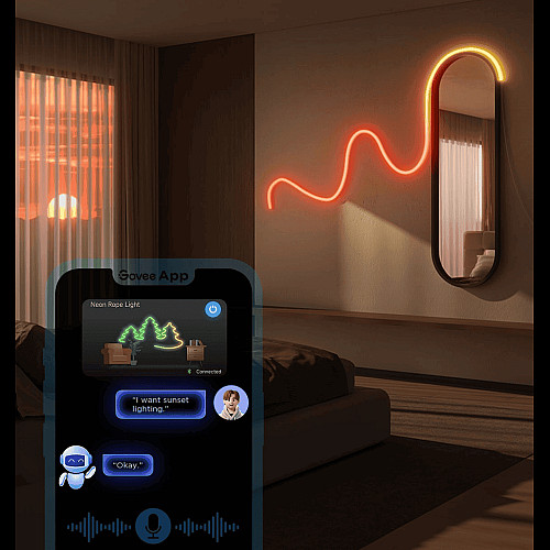 Лента светодиодная умная Govee H61D3 Neon Rope Light 2, 5м, RGBIC, WI-FI/Bluetooth, белый