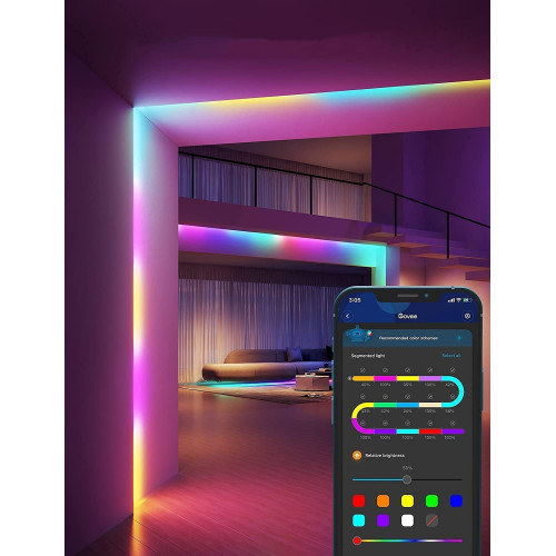 Стрічка світлодіодна розумна Govee H612C Strip Light S With Protective Coating, 10м, RGBICW, WI-FI/Bluetooth, білий