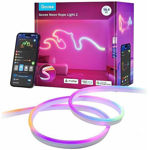 Лента светодиодная умная Govee H61D3 Neon Rope Light 2, 5м, RGBIC, WI-FI/Bluetooth, белый
