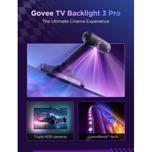 Набір адаптивного підсвічування Govee R2A80 Three-camera TV Backlight 55-65', RGBIC, WI-FI/Bluetooth, чорний