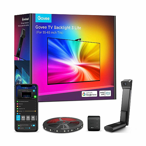 Набір адаптивного підсвічування Govee H6099 TV Backlight 3 Lite 55-65', RGBIC, WI-FI/Bluetooth, чорний