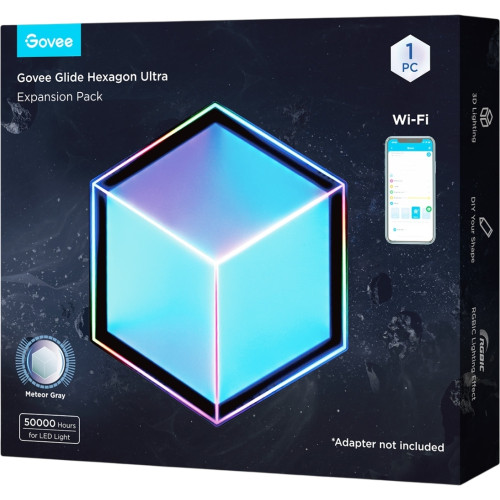 Настінний світильник Govee H106A Glide Hexagon Light Panels Ultra expansion pack, 1шт, RGBIC, WI-FI/Bluetooth, фіолетовий