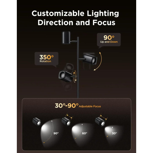Торшер розумний Govee H60B2 Tree Floor Lamp, 1500Lm, RGBWWIC, WI-FI/Bluetooth, чорний
