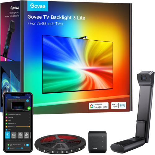 Набір адаптивного підсвічування Govee H6099 TV Backlight 3 Lite 75-85', RGBIC, WI-FI/Bluetooth, чорний