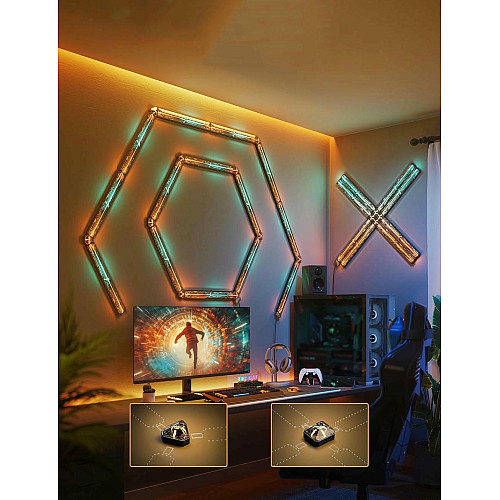 Набір настінних світильників Govee H6063 Gaming Wall light Evangelion, 4шт, RGBIC, WI-FI/Bluetooth, фіолетовий