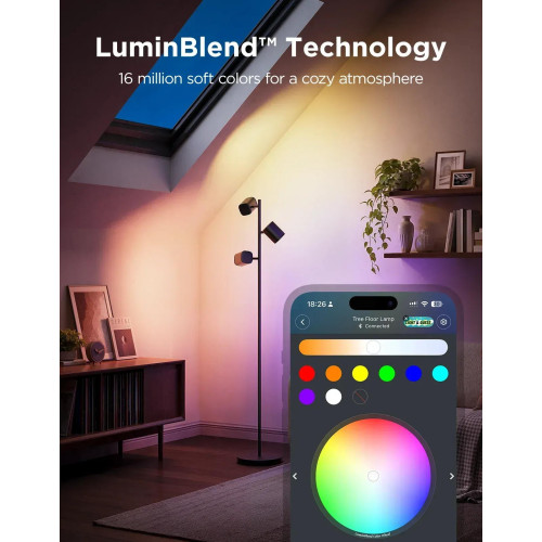 Торшер розумний Govee H60B2 Tree Floor Lamp, 1500Lm, RGBWWIC, WI-FI/Bluetooth, чорний