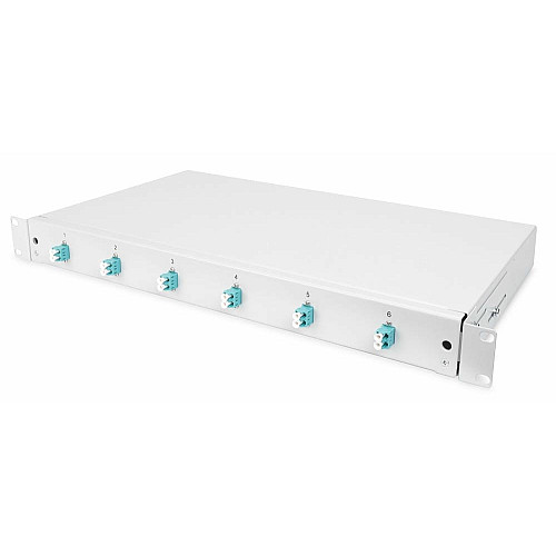 Оптична панель DIGITUS 19' 1U, 6xLC duplex, incl, Splice Cass, OM3 Color Pigtails, Adapter