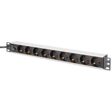 Пристрій розподілу електроживлення DIGITUS 1U, 8xSchuko, 10A, 250V, запобіжник, вилка C14