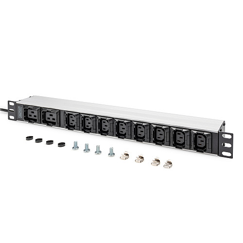 Пристрій розподілу електроживлення DIGITUS 1U, 8xC13, 2xC19, 16A, 250V, вилка C20